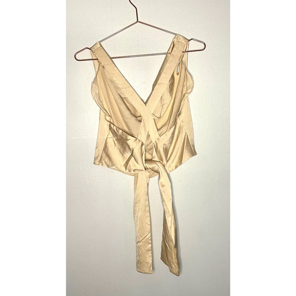 Finders Keepers Gabriella Cami Champagne Color Cross Back Tie Party size Large - Picture 5 of 11